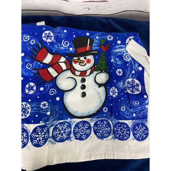 DG Set of 2 Snowman Blue White Kitchen Dish Towels - Picture 4 of 5